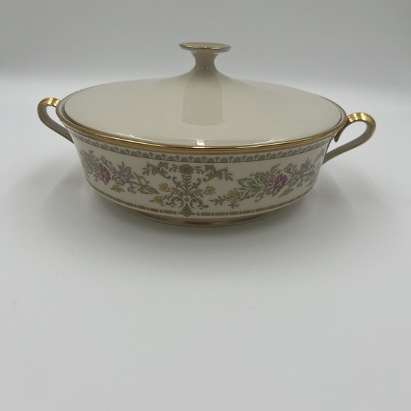 Lenox Serving Tureen with Lid Gold Trim Floral Pattern Porcelain Dish - Picture 3 of 12